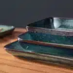 Vancasso Stern Dinner Set Green Square Kiln Change Glaze Tableware 16 Piece Kitchen Dinnerware Ceramic Crockery Set for 4