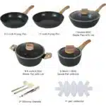US Shipping Ceramic Cookware Sets Non Stick 15 PCS Pots and Pans Set Kitchenware – close-up detail