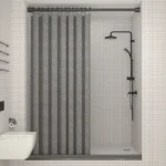 Thick Imitation Linen Shower Curtain Polyester Waterproof Shower Curtain Bath Curtains For Bathroom Bathtub Large Bathing