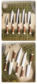 Grandsharp Kitchen Knife Set 3 Layer Composite Steel PM204 Steel Core Wood Handle Professional Chef Knives Collection 1 to 5