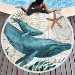 Sea Turtle Round Beach Towel Undersea World Thick Shower Bath Towels Microfiber Summer Swim Circle Yoga Mat With Tassels - Image 14