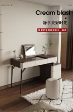 Corner Dressing Table with Mirror and Stool – White Vanity Makeup Desk – top view