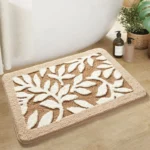 European plant non slip bath mat with thick flocked microfiber and strong water absorption
