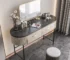 Goldoma Minimalist Stone Tabletop Dresser with Storage & Mirror