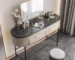 Goldoma Minimalist Stone Tabletop Dresser with Storage & Mirror