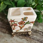 Bathroom Accessories Vintage Flower Ceramic Toothbrush Holder Bathroom Couple Toothbrush Toothpaste Storage Holder Bathroom