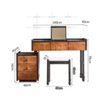 Goldoma ash wood dressing table with mirror and six drawers in a bedroom setting