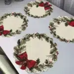 4PCS Round Christmas Placemat Cartoon Santa Claus Wreath Snowflake Xmas Placemat Merry Christmas Decor 2025 Happy New Year