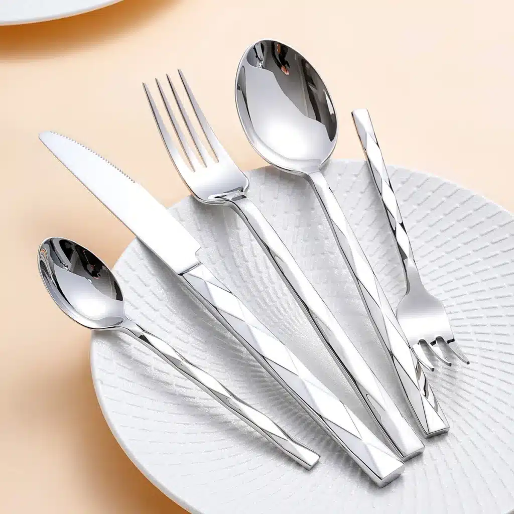 Diamond 3D Texture Luxury Stainless Steel Cutlery Set, Creativity Gift Set, Flatware Silver 304, Europe Fashion, Drop