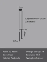 Modern Minimalist LED Longer Pendant Lights For Bedroom Bedside Reading Chandelier Lamps Living Room Bar Coffee Decor