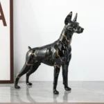 Simple Creative Pet Handle Graffiti Color Doberman Dog Statue Decorations Home Entrance Wine Cabinet Office Decor Resin