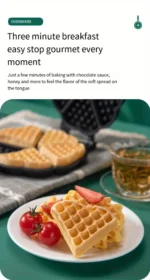 Heart Shaped Waffle Cake Mold Pot Non Stick Double Side Biscuits Muffin Mould Pot Bakeware Easy Breakfast Cooking for Household - Image 10