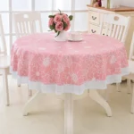 PVC Hotel Waterproof and Oil Proof Large Round Tablecloth Hotel Plastic Round Table Cloth Wash Free and Scald Proof Table