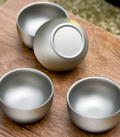 D2 Pure Titanium Double-layer Small Tea Cup Coffee for Outdoor Camping coffee and Tea Tableware Set Brewing Tea Cup 50ML