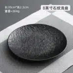 Black dish ceramic plate disc white Western restaurant tableware Barbecue grilled meat serving plate Ceramic frosted steak
