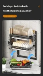 Wall-Mounted Kitchen Dish Rack Multifunctional Kitchen Organizer with Drainboard Cutlery Storage Holder Dinnerware Drainer