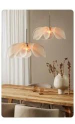 WabiSabi Japan Minimalist LED Ceiling Pendant Light Fabric Flower Chandelier Home Decoration Hotel Restaurant Island Indoor