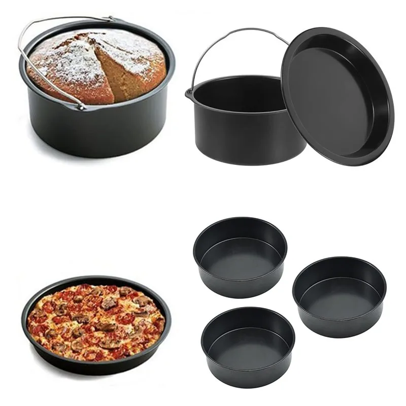 Goldoma non stick pizza pan set with two round pans on a cooling rack