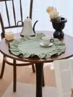 4PCS Cloth Napkins Round Placemat 100% Cotton Vintage Wedding Table Decoration Reusable for Kitchen Dinning Christmas Table
