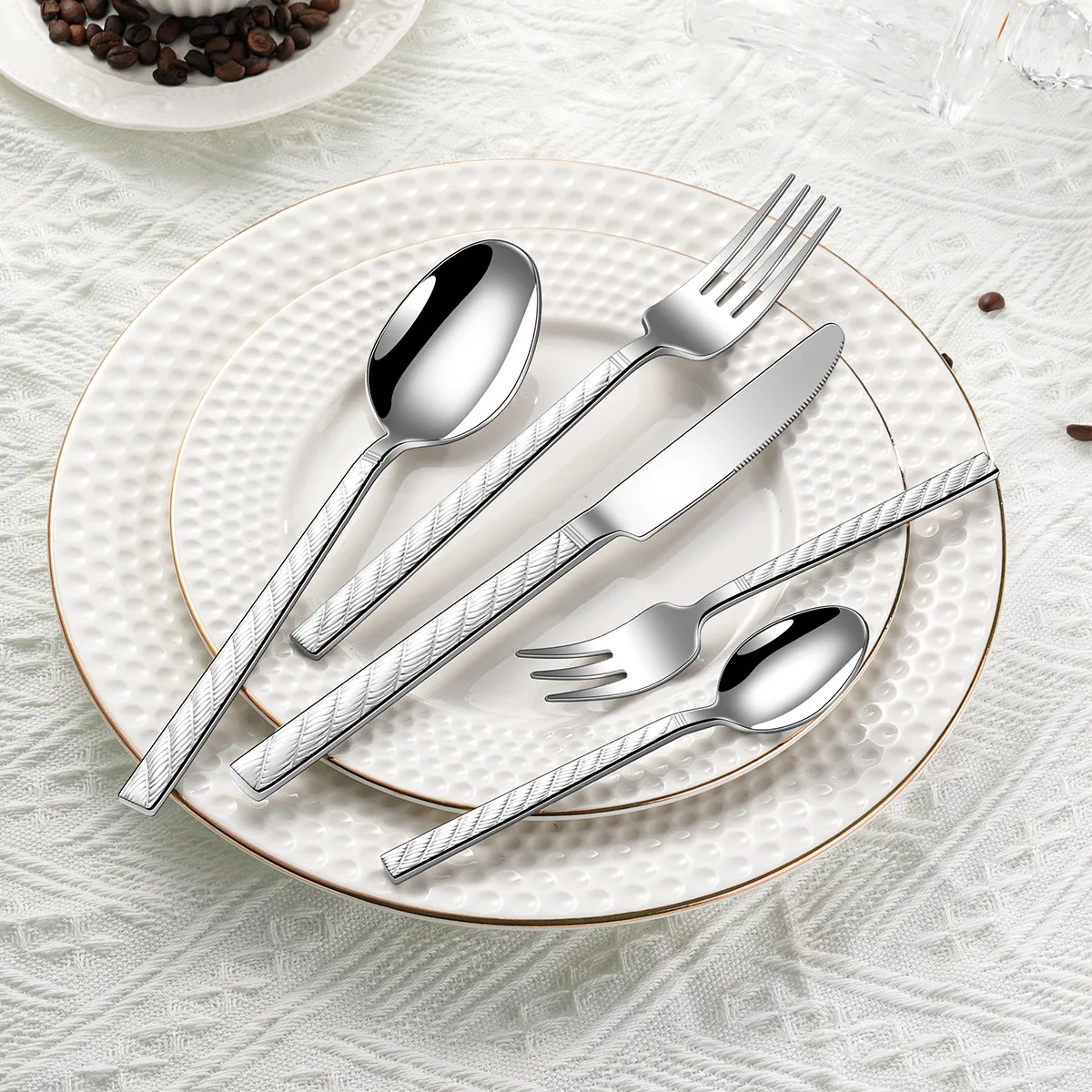 30Pcs Fashion Cutlery Set 18/10 Stainless Steel Gift Flatware 410 Steel Knife Fork Spoon Dinnerware for 6 Drop Shipping