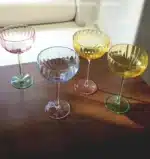 Colorful Glass Vertical Stripes Petal Shaped Glasses Goblet Grape Wine Glass Red Wine Glass Dessert Glass Bowl – styled in a