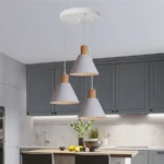 Modern Minimalist E27 Pendant Lights Bar Cafe Restaurant Home Decor Wood Aluminum Hanging Lamp 3-Heads White Lighting