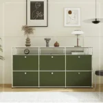 Sideboard Storage Cabinets Modular Combination Metal Frame for Living Room Office Drawers Customizable Large Storage Olive Green - Image 2