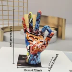 Graffiti Hand Gesture Statue Modern Art Colorful Hand Resin Figurine Finger Model for Home Desktop Office Decor – close-up