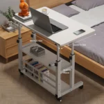 Multi-Layer Standing Desk Small Office Desk Adjustable Height Wooden Computer Desk Workstation Work Table Laptop Desk for