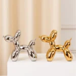 Vilead Ceramic Plating Balloon Dog Orange Figurines Animal Statue Handmade Sculpture Gold Sliver Modern Living Room Desk