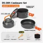 Aluminum Outdoor Camping Cookware Set, With Mesh Bag Folding Cookset Camping Kitchen Cooking Teapot and Pans Equipment