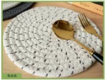 Rope Woven Thermal Insulation Placemat, Home Kitchen Cotton Meal Mat, Dining Table Decor, Cup Coaster, Pot Pad, Europe,