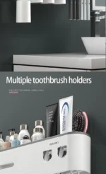 Magnetic Toothbrush Holder Storage Rack Automatic Toothpaste Dispenser Wall-Mounted Waterproof Bathroom Storage Accessories