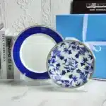 European Klein blue hibiscus bone porcelain plate ins wind European household high-end tableware housewarming gift box