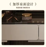 Goldoma modern minimalist dressing table with mirror and six drawers in a bedroom setting