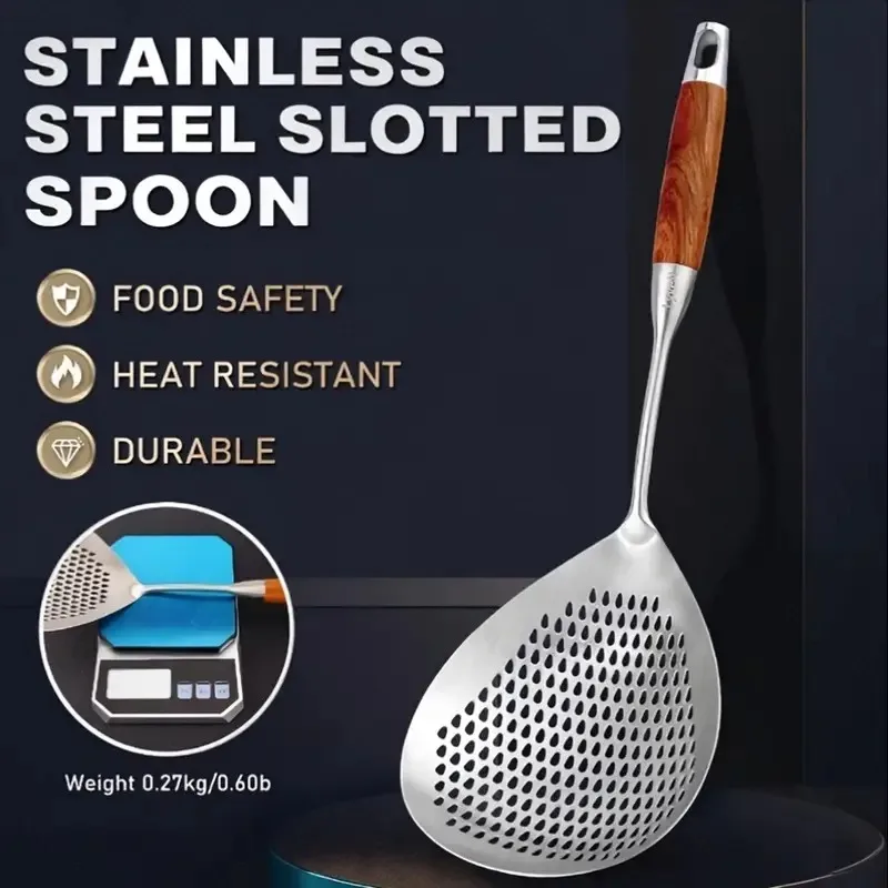 Stainless Steel Spider Strainer Skimmer Ladle for Cooking and Frying, Kitchen Utensils Wire Strainer Pasta Spoon