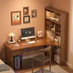 Large Computer Desk Bookshelf Corner Desks Home Desktop Computer Table L-shaped Long Writing Desks Double E-sports Gaming