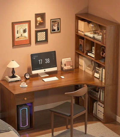 Large Computer Desk Bookshelf Corner Desks Home Desktop Computer Table L-shaped Long Writing Desks Double E-sports Gaming