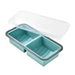 2/3/4 Grid Silicone Lunchbox Wheat Straw Compartmentalized Picnic Storage Boxs Durable Dinnerware Lunch Box – angled view