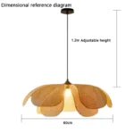 Handwoven rattan ceiling light in a modern dining room setting