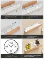 Beech wood bathroom storage rack wall mounted light luxury living room non perforated bathroom storage rack bathroom shelf