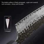 Damascus Steel Japanese Kitchen Knife, PRO Chef Knife, Handmade – base detail