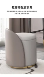 Goldoma Modern Vanity Table with Mirror and Stool – angled view