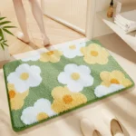 Non-Slip High-Absorbency Microfiber Bath Mat - Floral Plush Bathroom Rug, Thickened Fashionable Home Decor – close-up detail