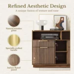 4 Drawer File Cabinet, Fluted Wood Lateral Filing Cabinet with Lock and Charging Station for Home Office, Printer,