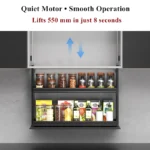 Smart Pull Down Cabinet Organizer Touch Control Lift Shelf LED Upper Storage Senior Handicap High Ceiling Kitchen Accessory