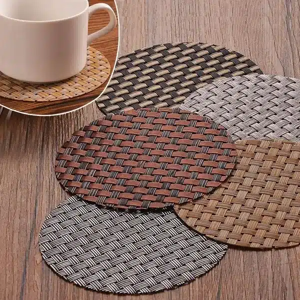 Waterproof Round Anti-slip Heat Resistant Woven Coasters Placemat Hot Drink Coffee Tea Wine Mug Cup Pad Mats