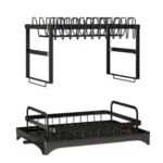 Goldoma 2-tier dish drying rack with swivel rotating on countertop