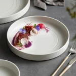 Elegant gold rim plates set on a table