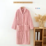 2026 New Autumn/Winter Women's Bathrobe Flannel Thickened Warm Buckle Long Dress Solid Color Nightgown Home Fur Ladies – in